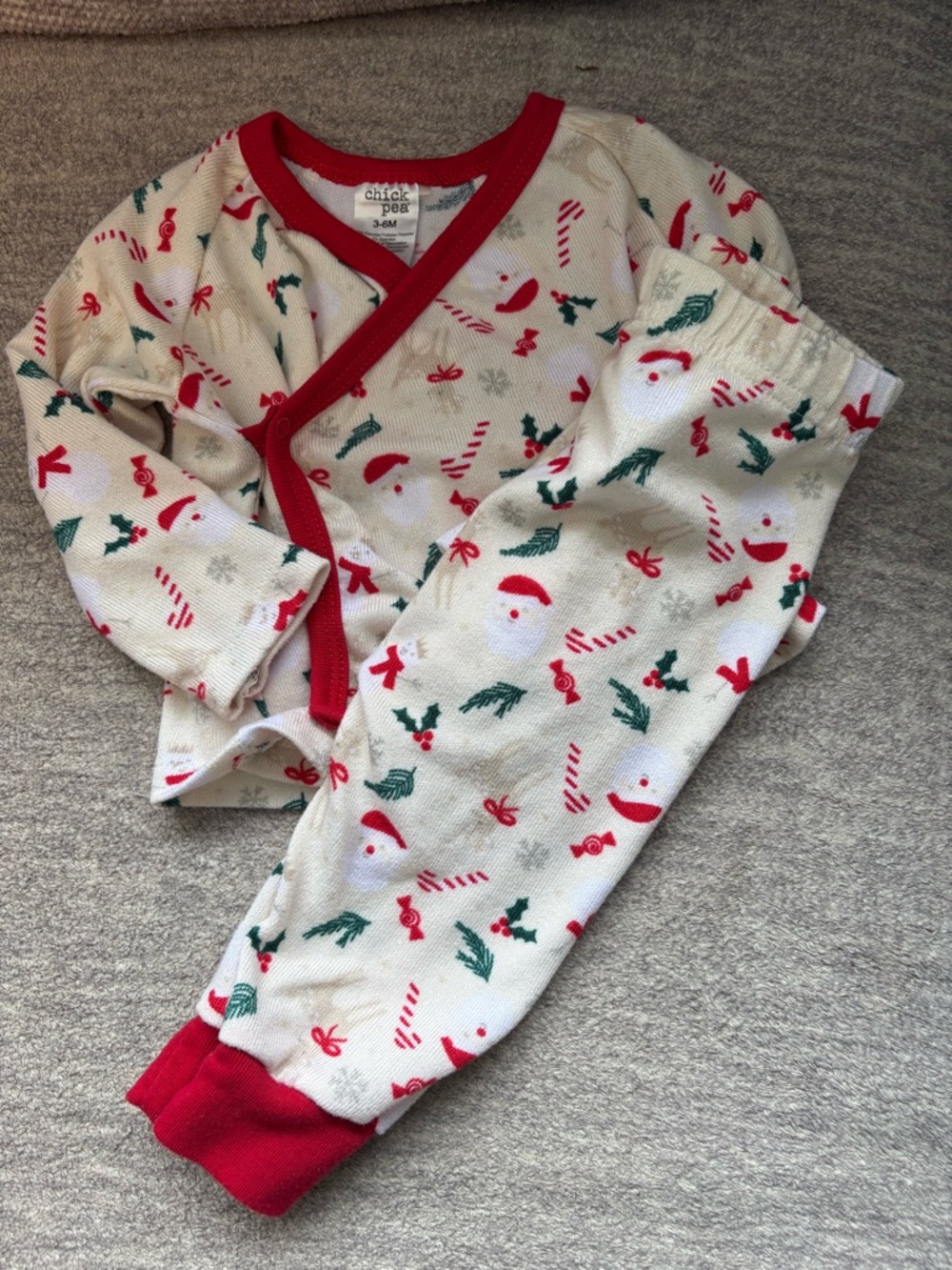 Chick Pea Chickpea 2 Piece Christmas Baby PJ Pajama Set Size 3-6 Months